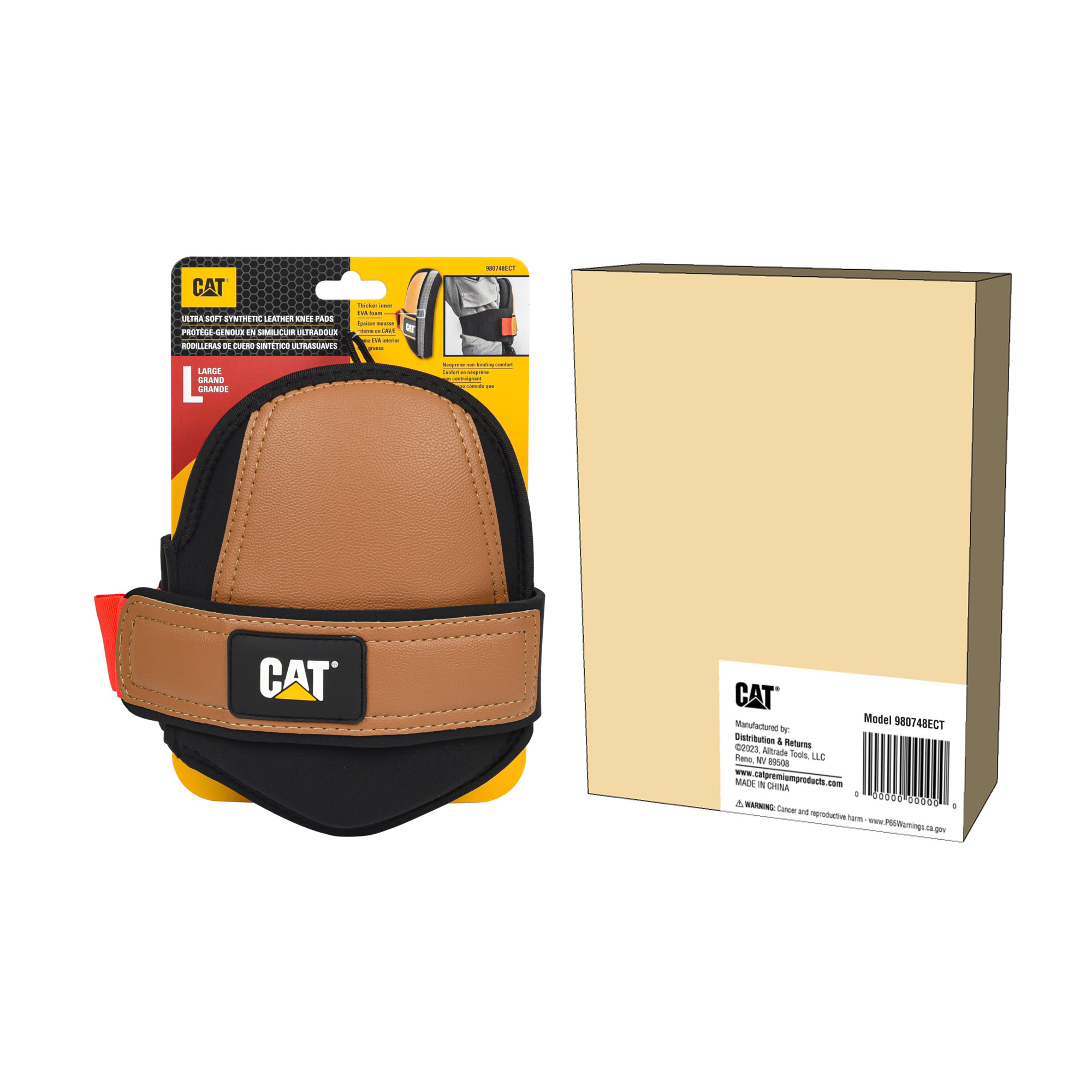 CAT, Ultra-Soft Synthetic Leather Knee Pads - Large, Model # 980748ECT
